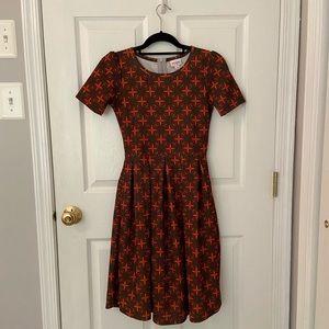 LuLaRoe Amelia Orange and Black Dress